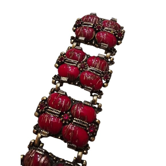 Vintage Heavy Glass Fluss Panel Bracelet (A9481) - Picture 6 of 7